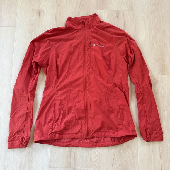 Montane‎ Featherlite Windproof Jacket Women L Red Nylon Running Saffron Red - Picture 3 of 16